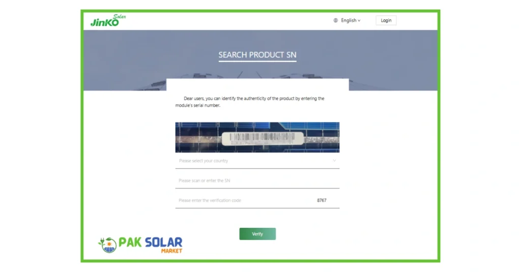 Jinko Solar Panel Verification Online
